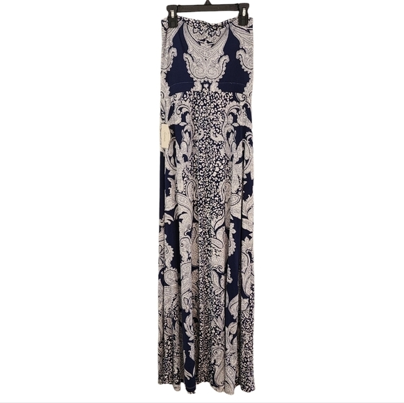 🆕️ SOMA Strapless Maxi Dress Navy White Paisley convertible Skirt - Picture 2 of 3